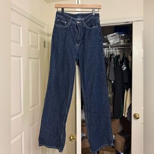 H&M Dark Blue Wide-Leg High-Rise Jeans